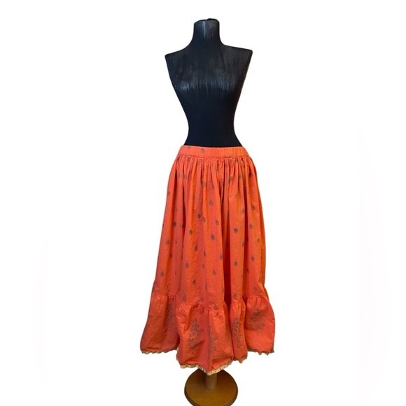 Vintage Orange Maxi Ruffled Circle Skirt - Picture 4 of 10